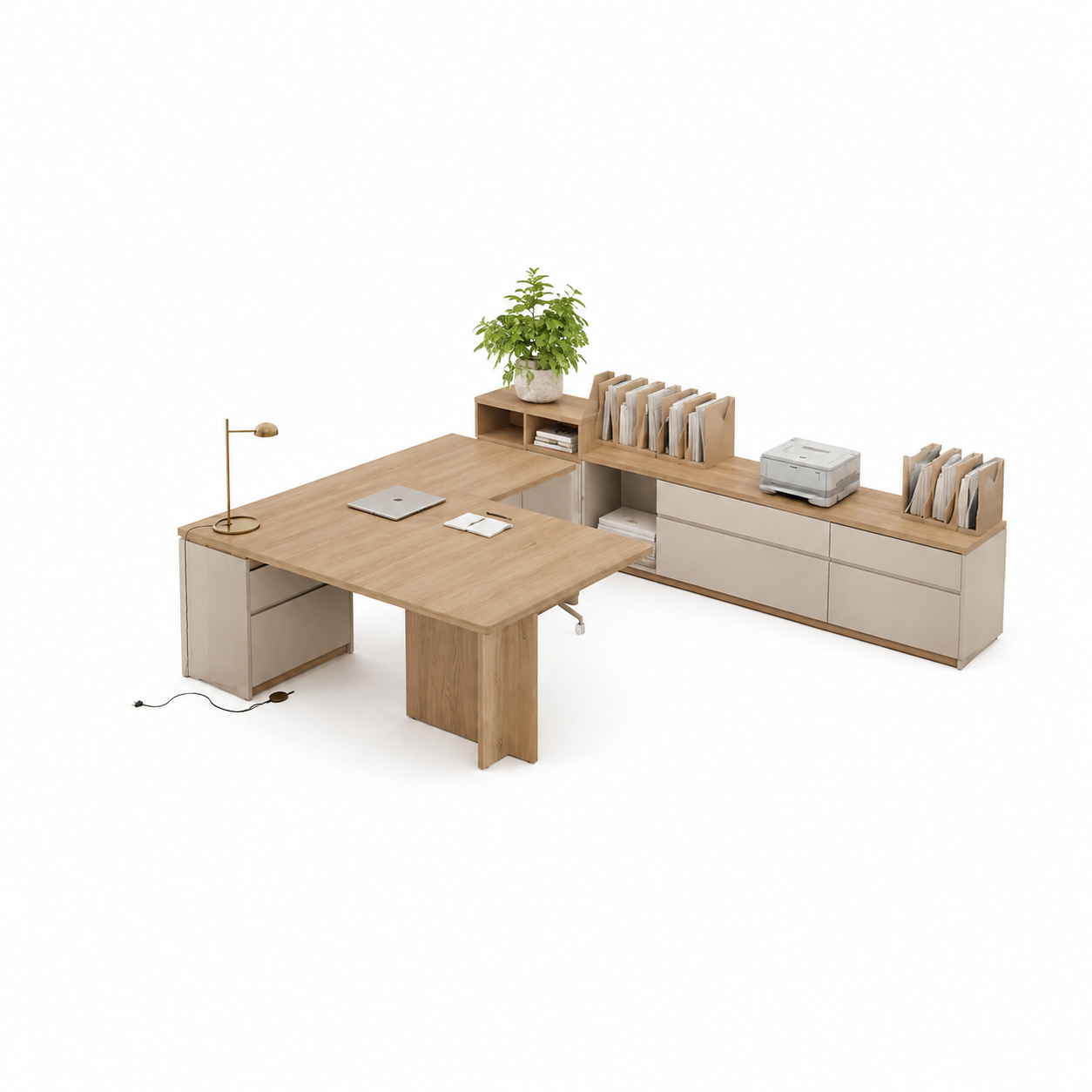 Pracovný stôl s úložným priestorom — 3D model
